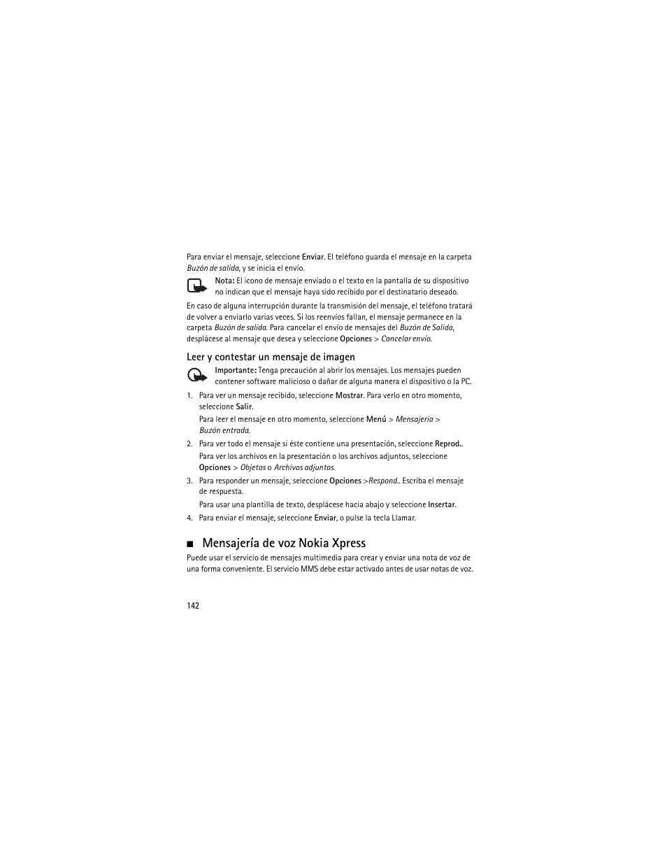 Mensajería de voz nokia xpress | Nokia 6301 User Manual | Page 143 / 201