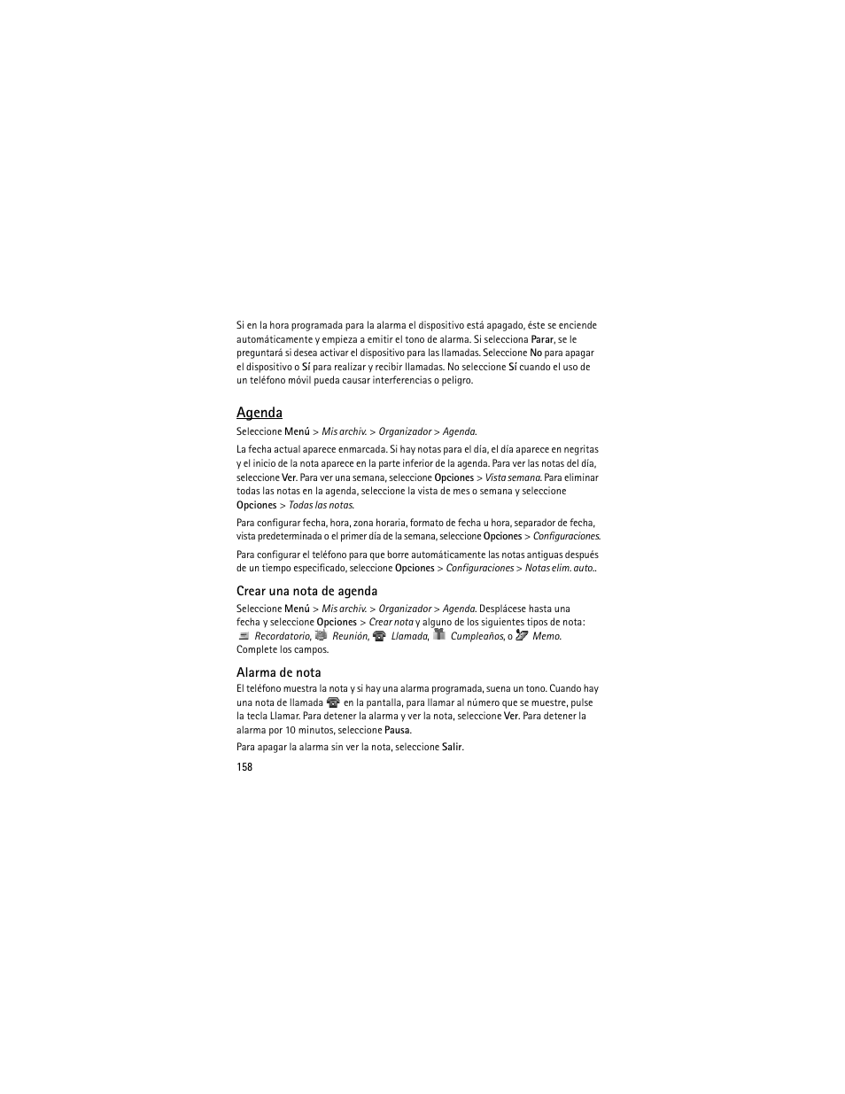 Agenda | Nokia 6301 User Manual | Page 159 / 201