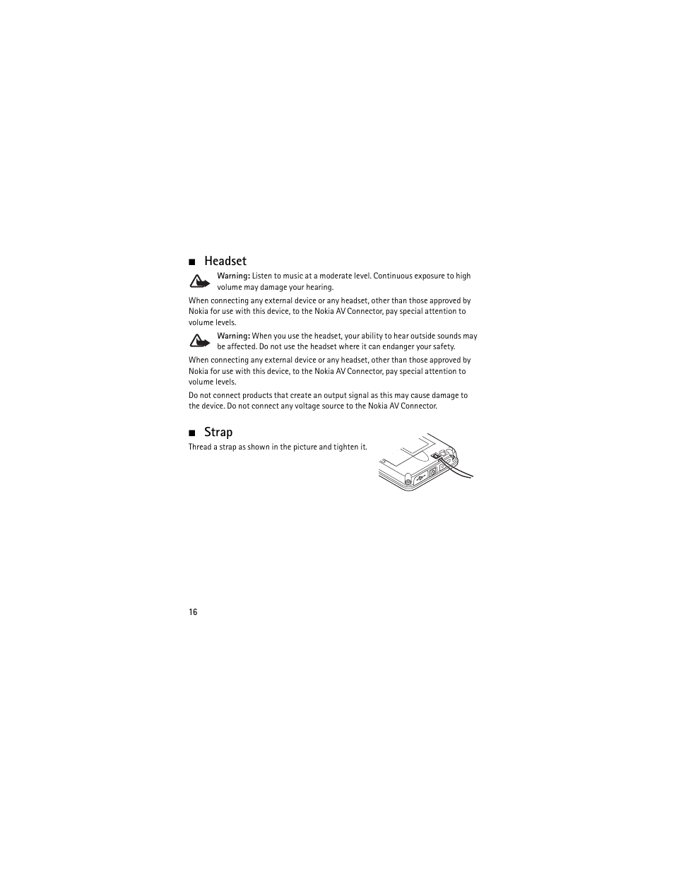 Headset, Strap, Headset strap | Nokia 6301 User Manual | Page 17 / 201