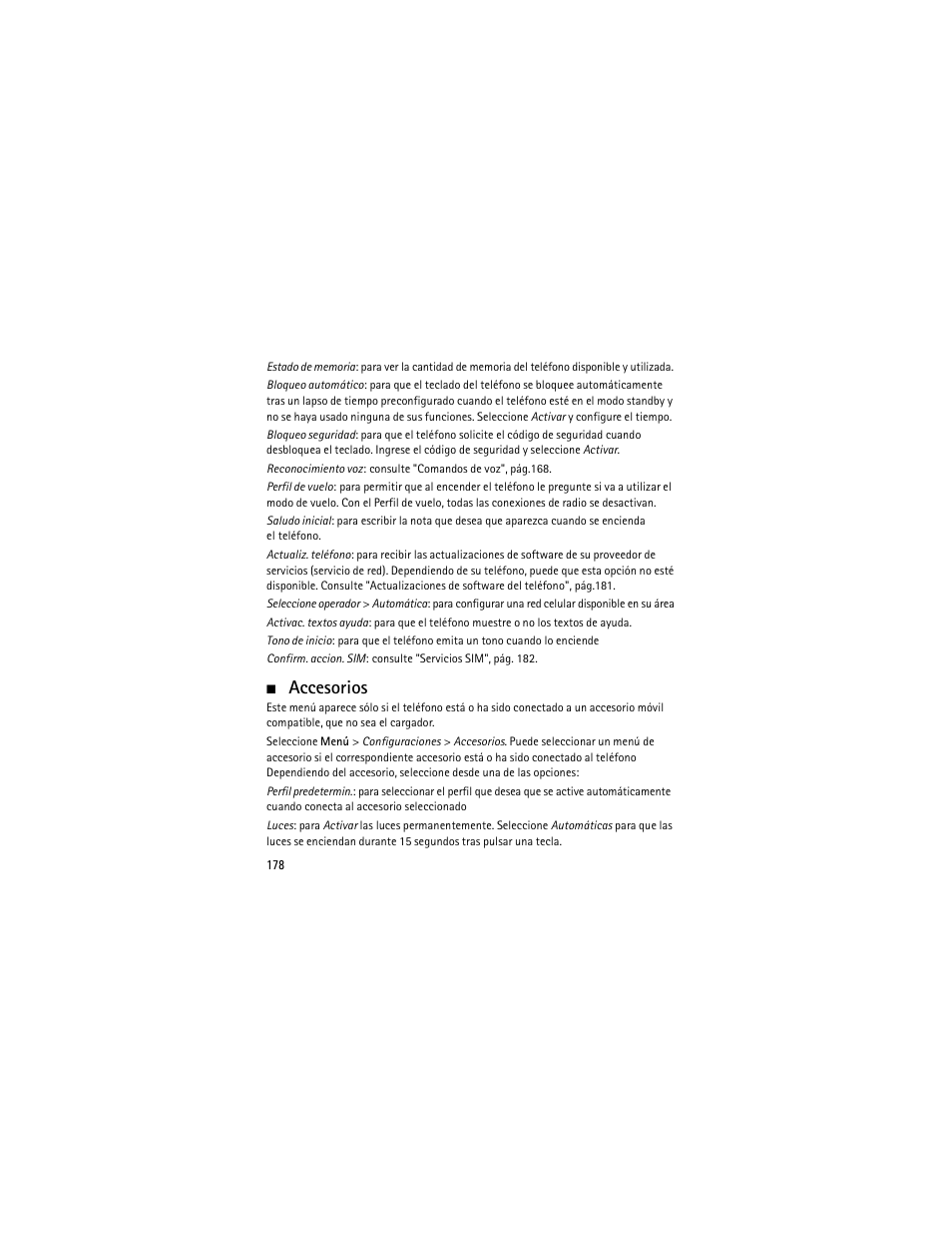 Accesorios | Nokia 6301 User Manual | Page 179 / 201
