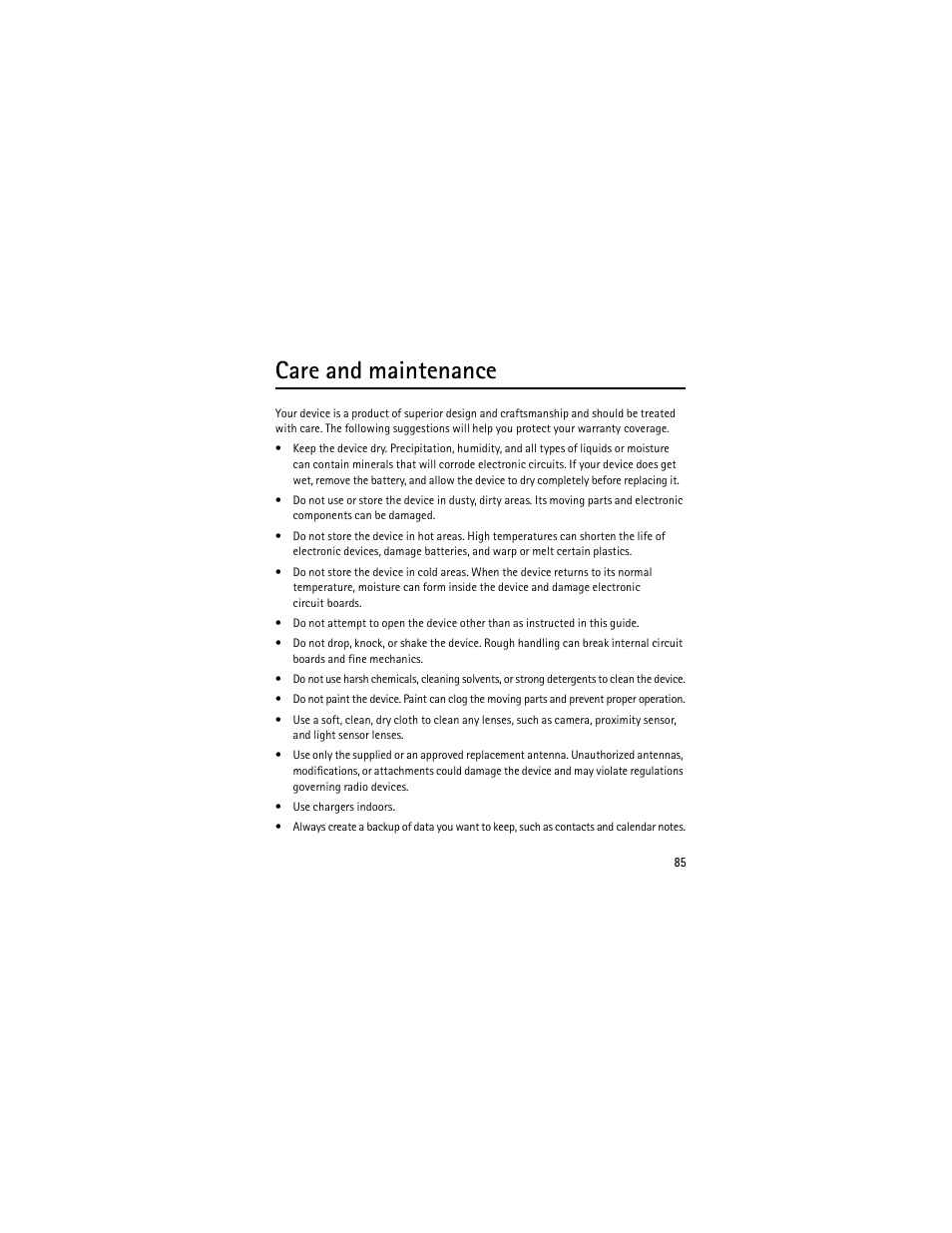Care and maintenance | Nokia 6301 User Manual | Page 86 / 201