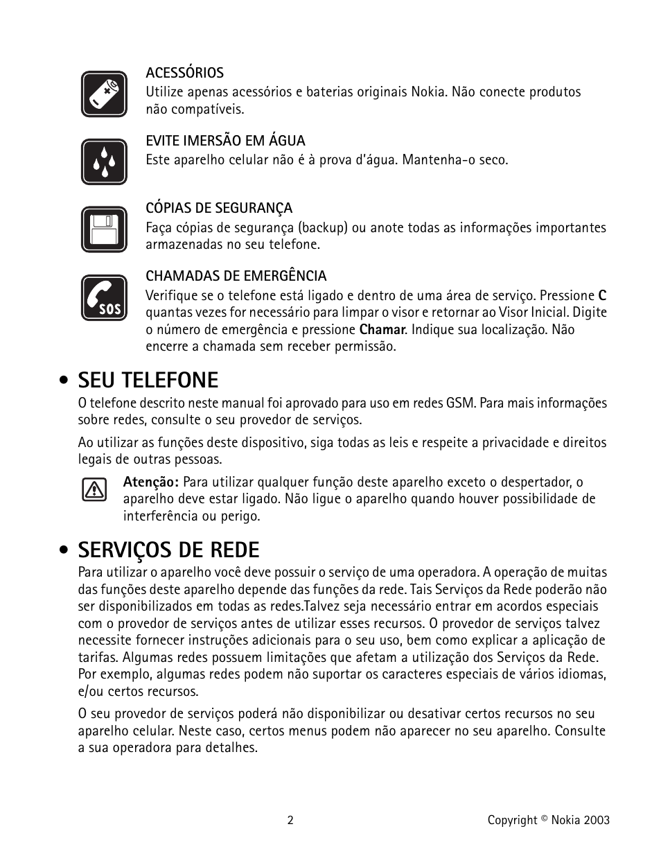 Seu telefone, Serviços de rede, About your device network services | Acerca de su dispositivo servicios de red | Nokia 1100 User Manual | Page 101 / 137