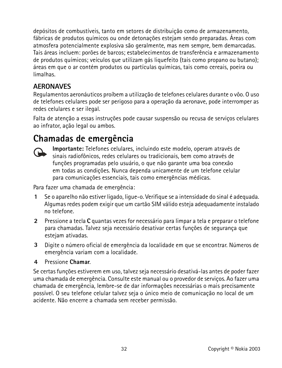 Chamadas de emergência | Nokia 1100 User Manual | Page 131 / 137