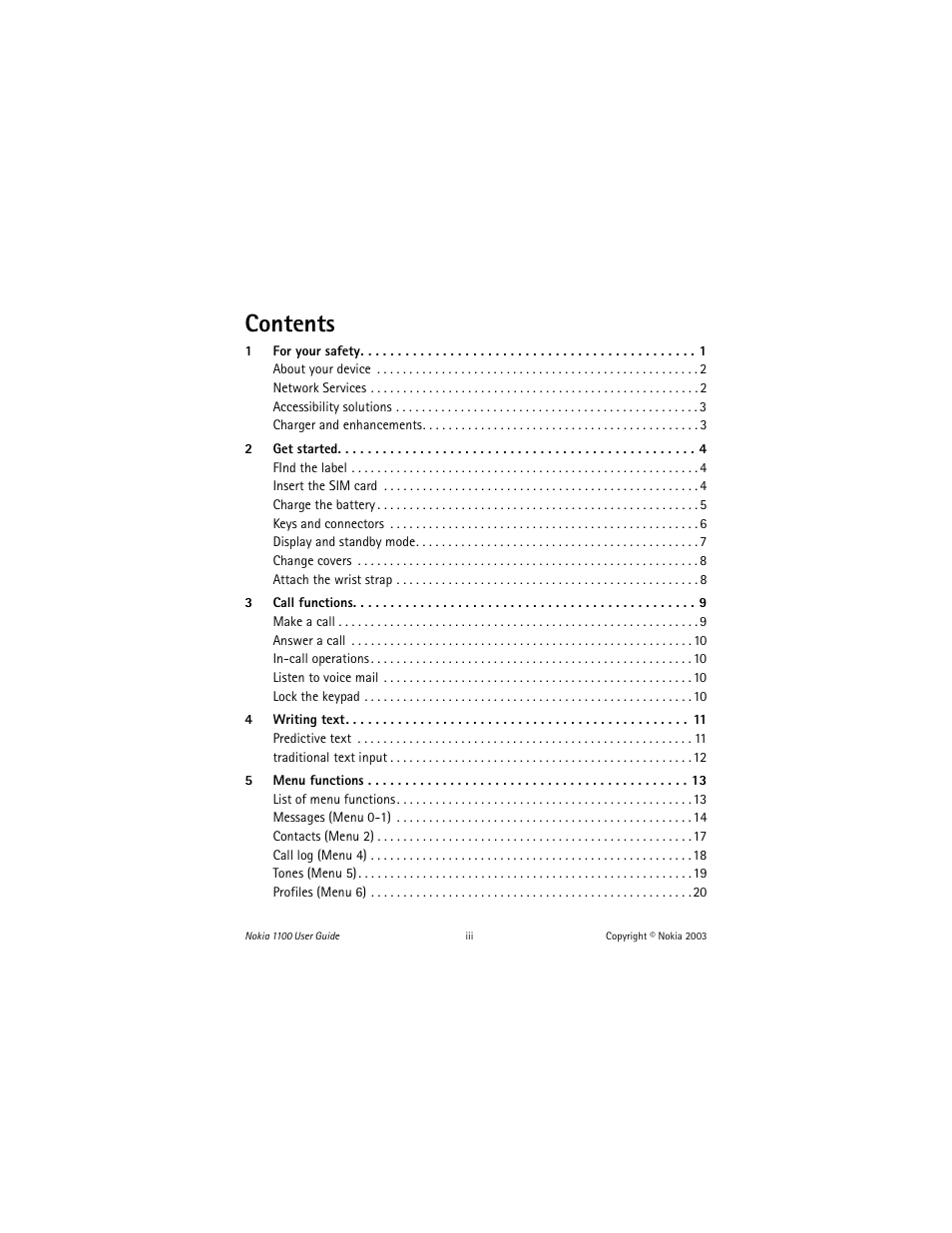 Nokia 1100 User Manual | Page 4 / 137