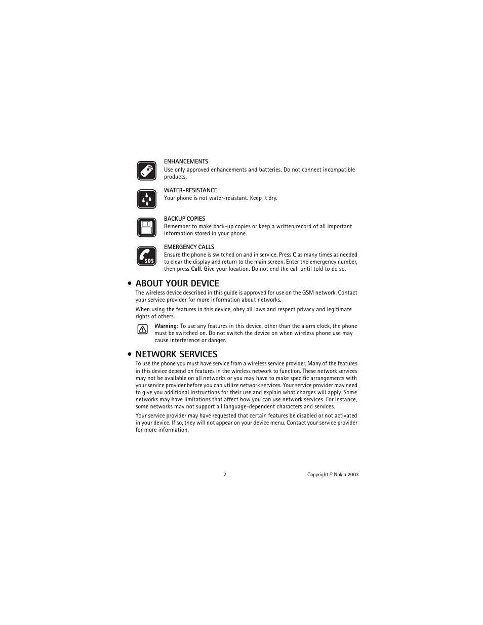 About your device, Network services | Nokia 1100 User Manual | Page 7 / 137