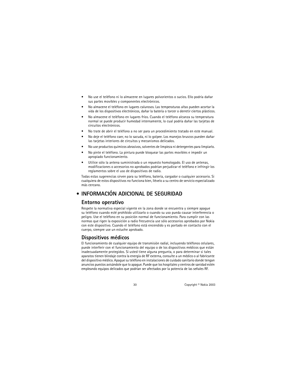 Dispositivos médicos | Nokia 1100 User Manual | Page 89 / 137