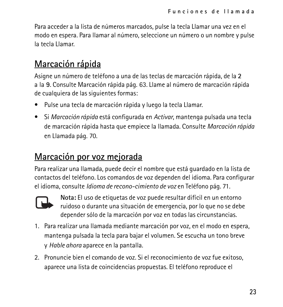 Marcación rápida, Marcación por voz mejorada | Nokia 5130 User Manual | Page 105 / 173