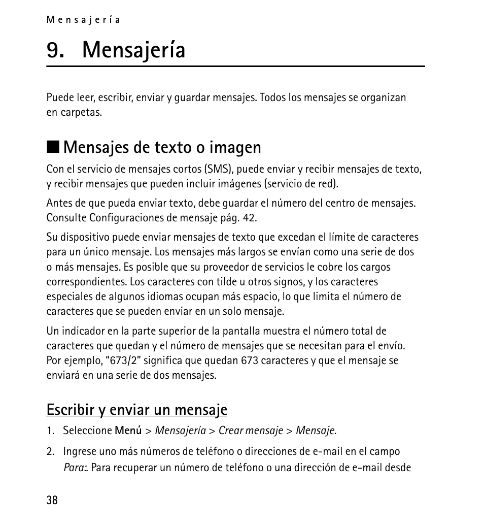 Mensajería, Mensajes de texto o imagen, Escribir y enviar un mensaje | N mensajes de texto o imagen | Nokia 5130 User Manual | Page 120 / 173