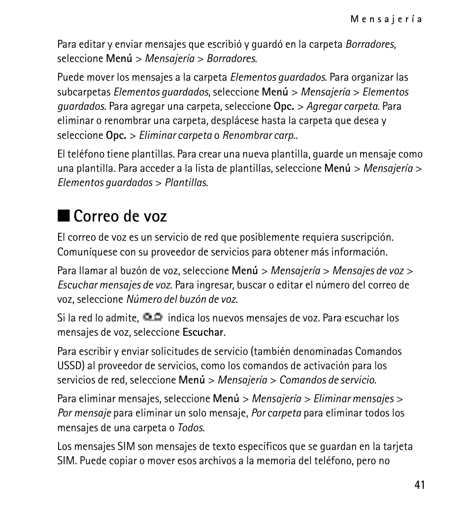 Correo de voz, N correo de voz | Nokia 5130 User Manual | Page 123 / 173
