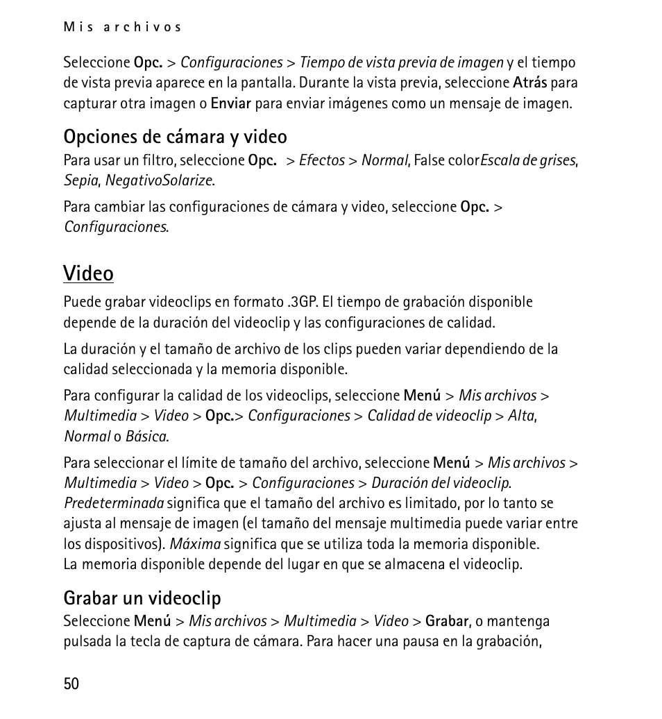 Opciones de cámara y video, Video, Grabar un videoclip | Nokia 5130 User Manual | Page 132 / 173