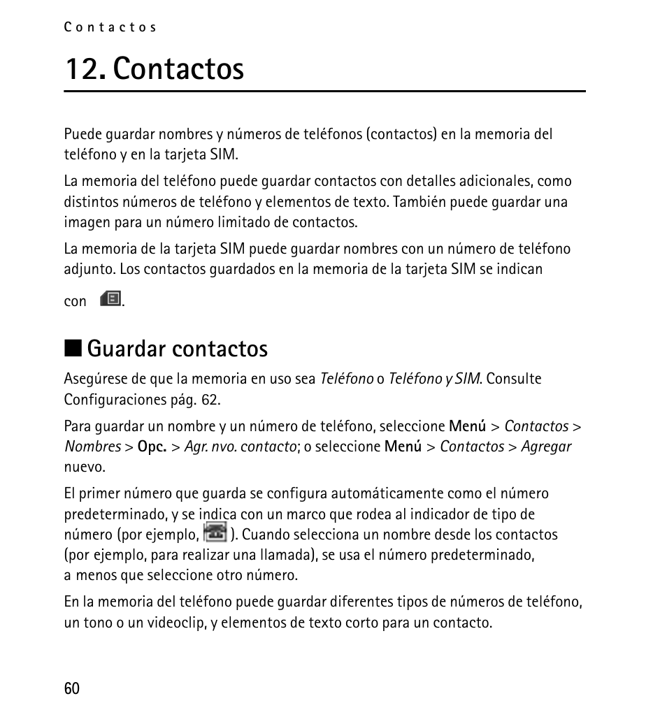 Contactos, Guardar contactos, N guardar contactos | Nokia 5130 User Manual | Page 142 / 173