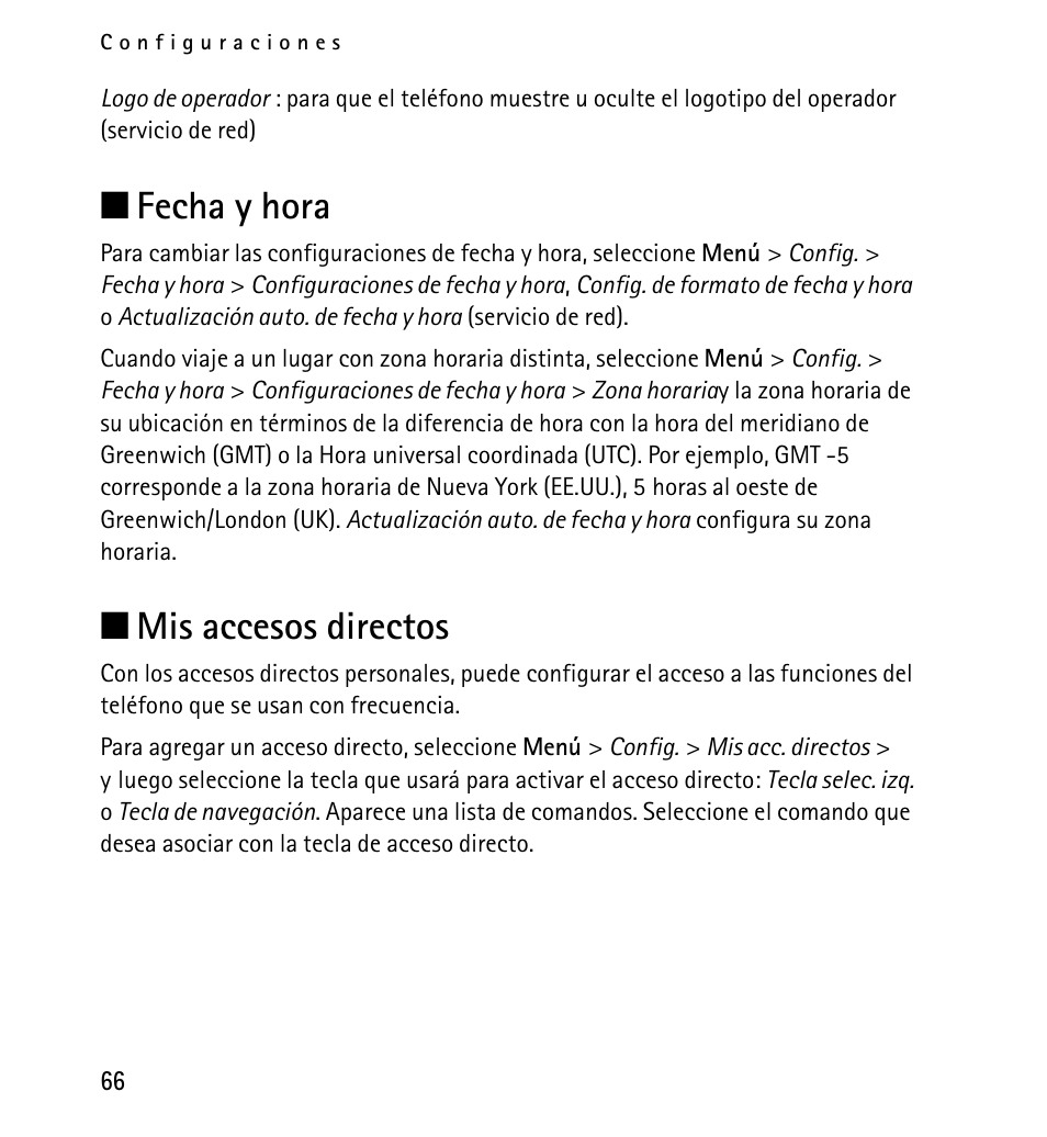 Fecha y hora, Mis accesos directos, Fecha y hora mis accesos directos | N fecha y hora, N mis accesos directos | Nokia 5130 User Manual | Page 148 / 173