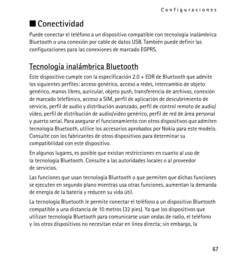 Conectividad, Tecnología inalámbrica bluetooth, N conectividad | Nokia 5130 User Manual | Page 149 / 173