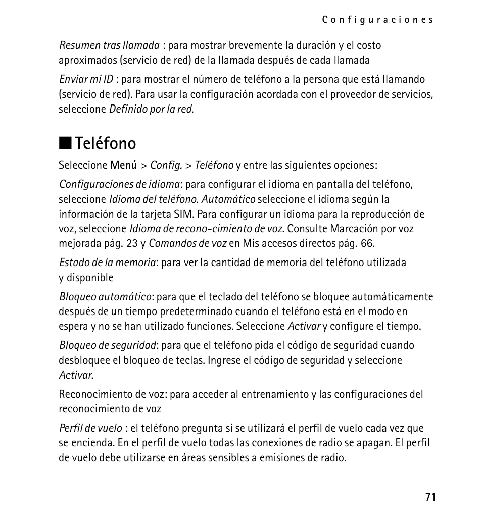 Teléfono, Teléfono p, N teléfono | Nokia 5130 User Manual | Page 153 / 173