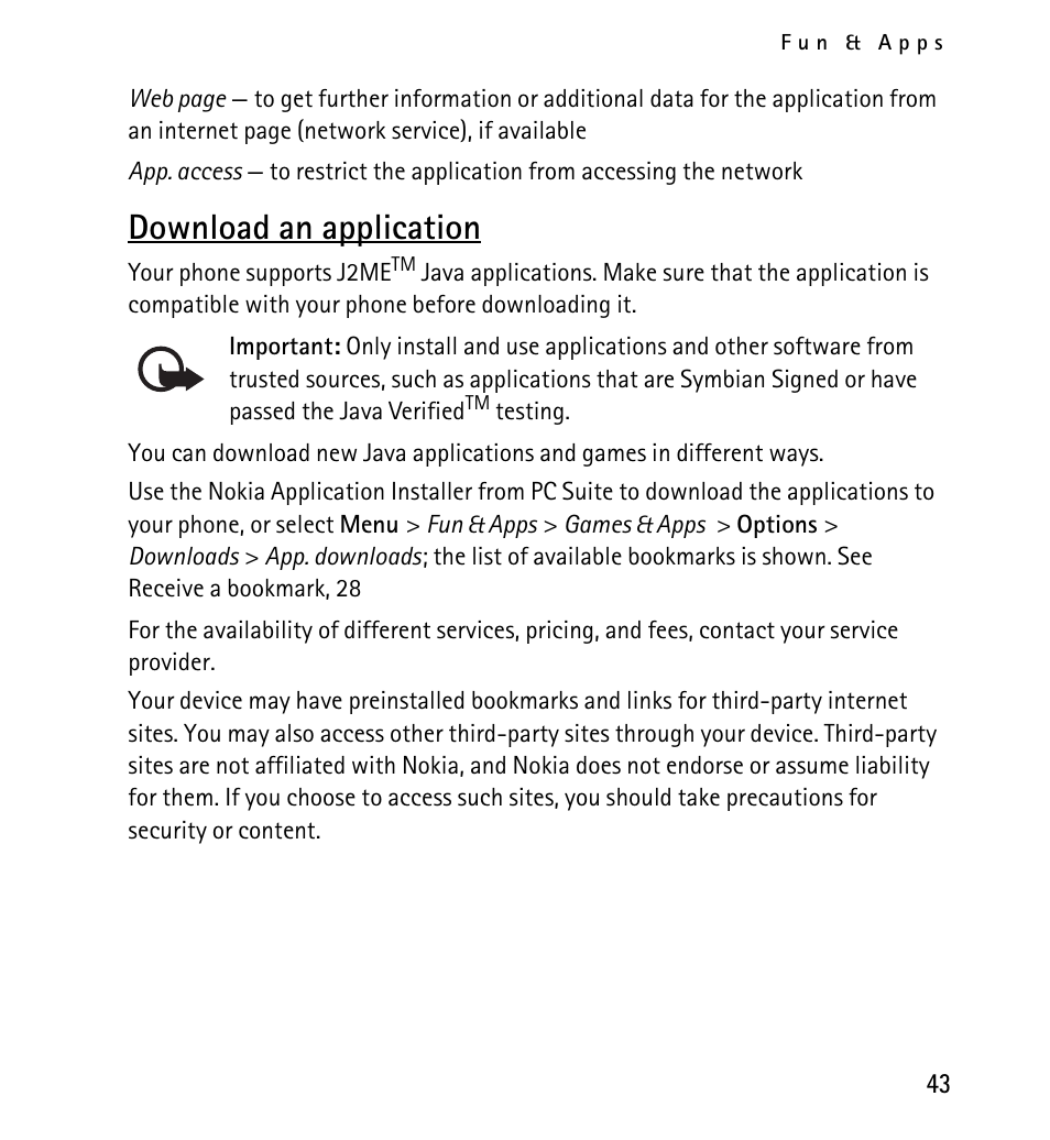 Download an application | Nokia 5130 User Manual | Page 43 / 173