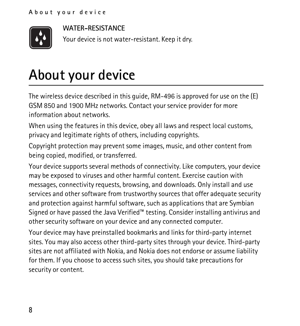 About your device | Nokia 5130 User Manual | Page 8 / 173