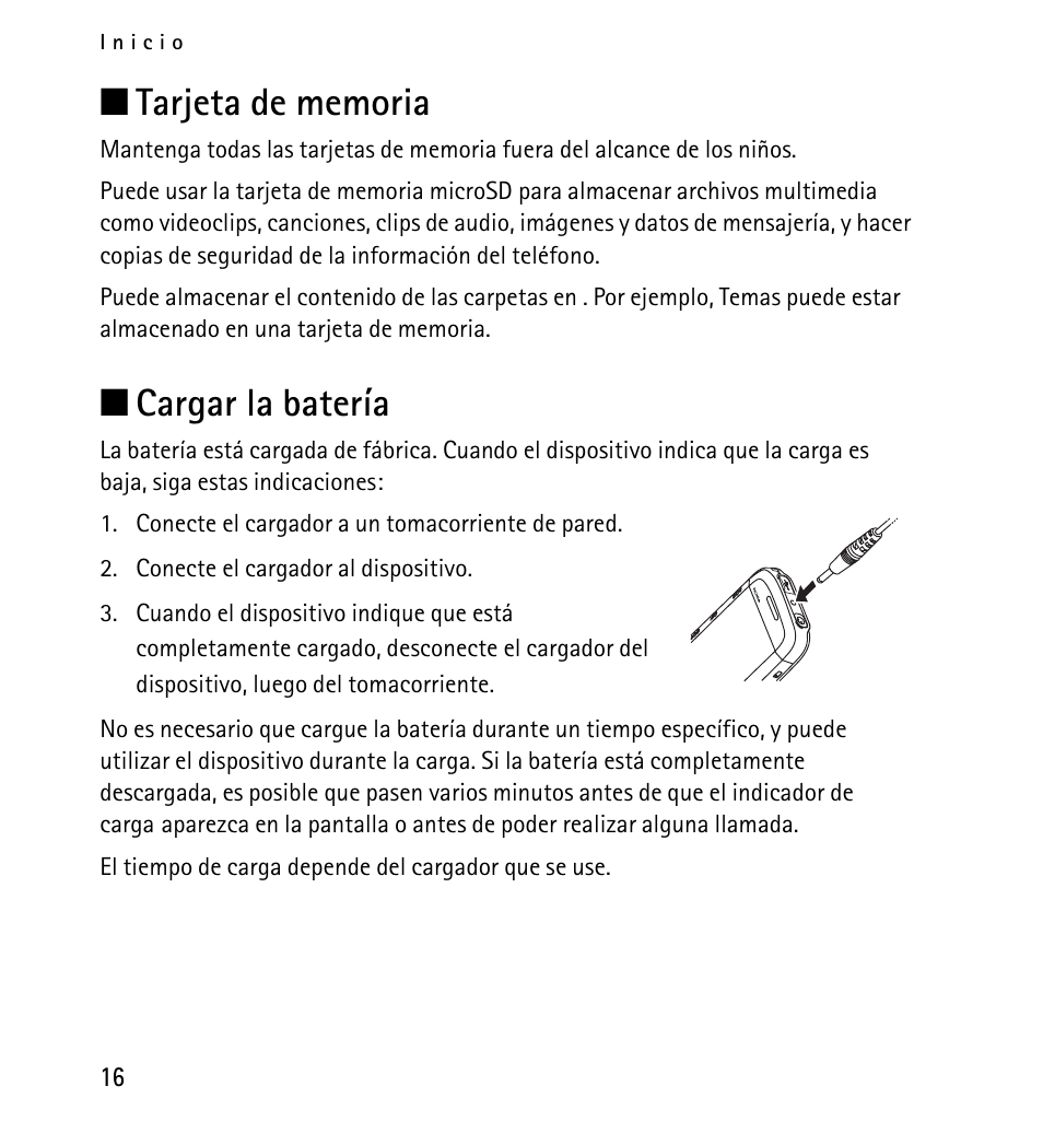 Tarjeta de memoria, Cargar la batería, Tarjeta de memoria cargar la batería | N cargar la batería | Nokia 5130 User Manual | Page 98 / 173