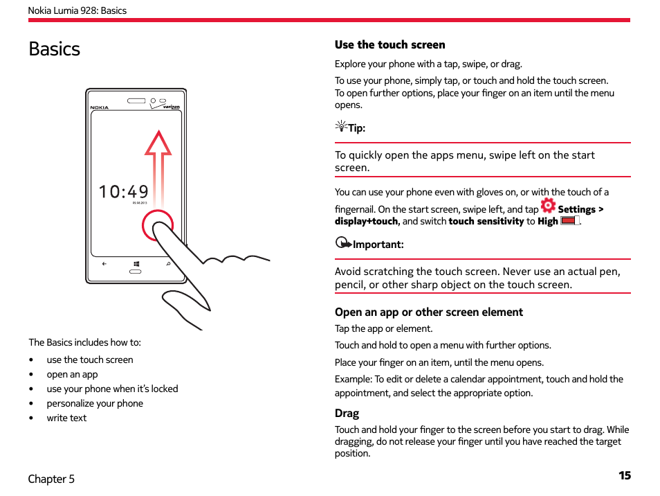Basics | Nokia Lumia 928 User Manual | Page 16 / 83