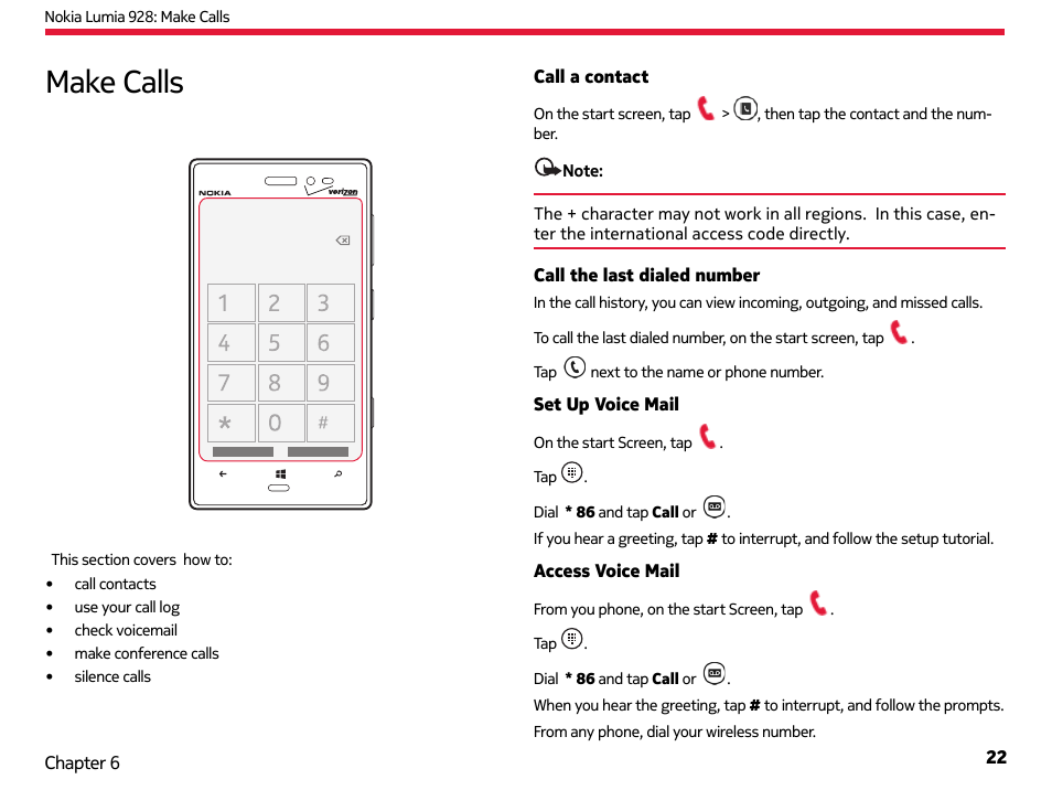 Make calls | Nokia Lumia 928 User Manual | Page 23 / 83