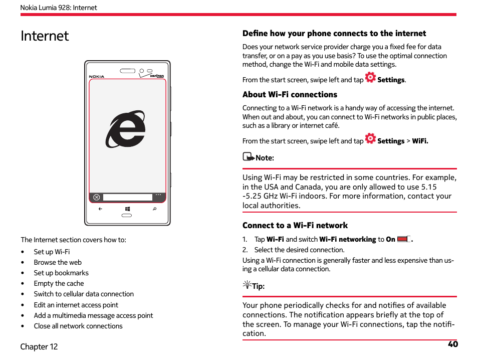 Internet | Nokia Lumia 928 User Manual | Page 41 / 83