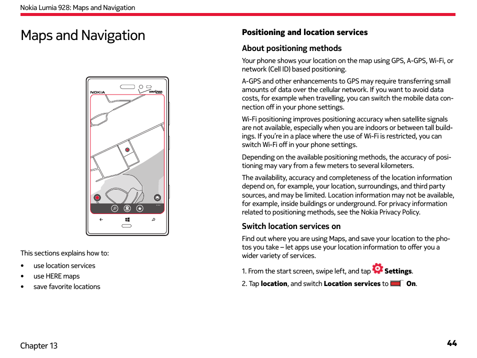 Maps and navigation | Nokia Lumia 928 User Manual | Page 45 / 83