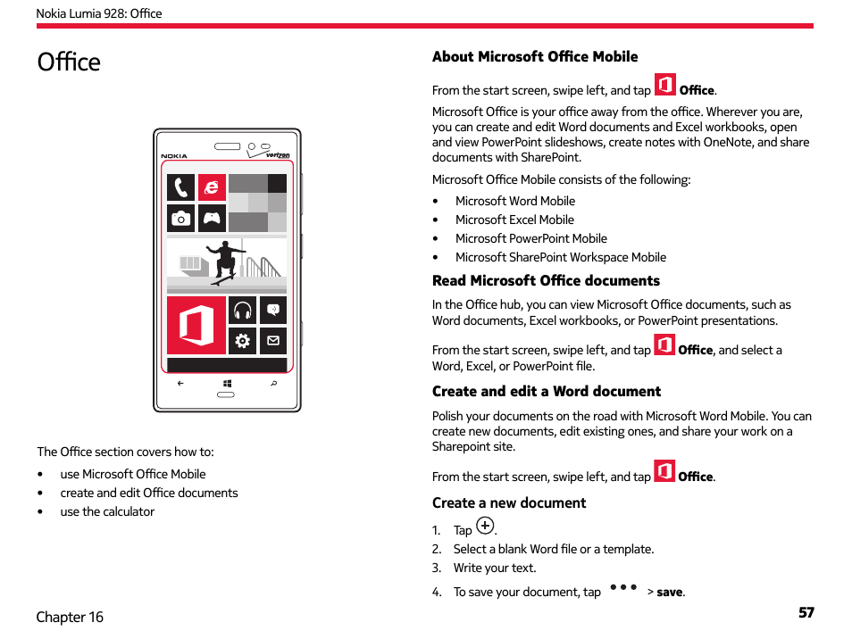 Oﬃ ce | Nokia Lumia 928 User Manual | Page 58 / 83