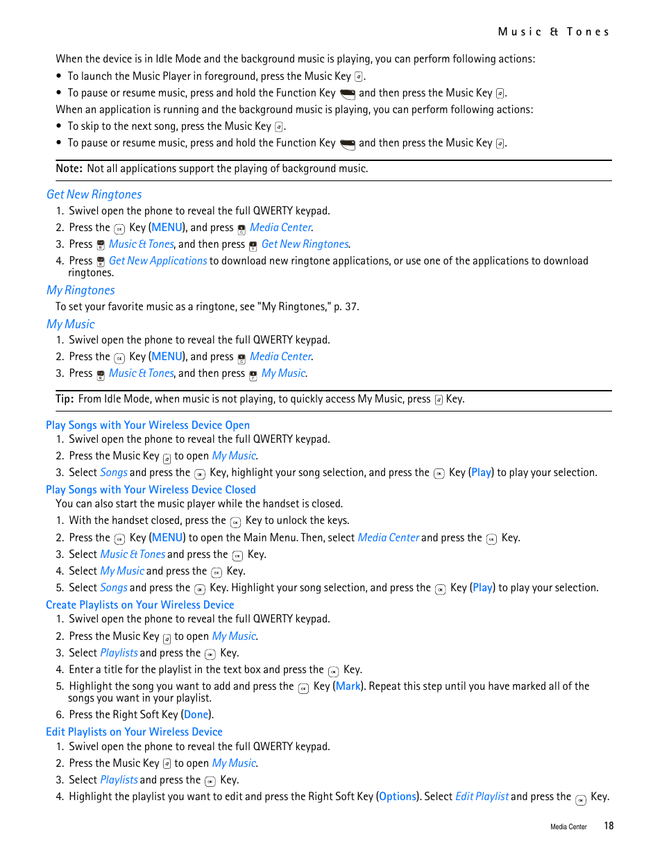 Title - get new ringtones, Title - my ringtones, Title - my music | Nokia 7705 Twist User Manual | Page 19 / 125