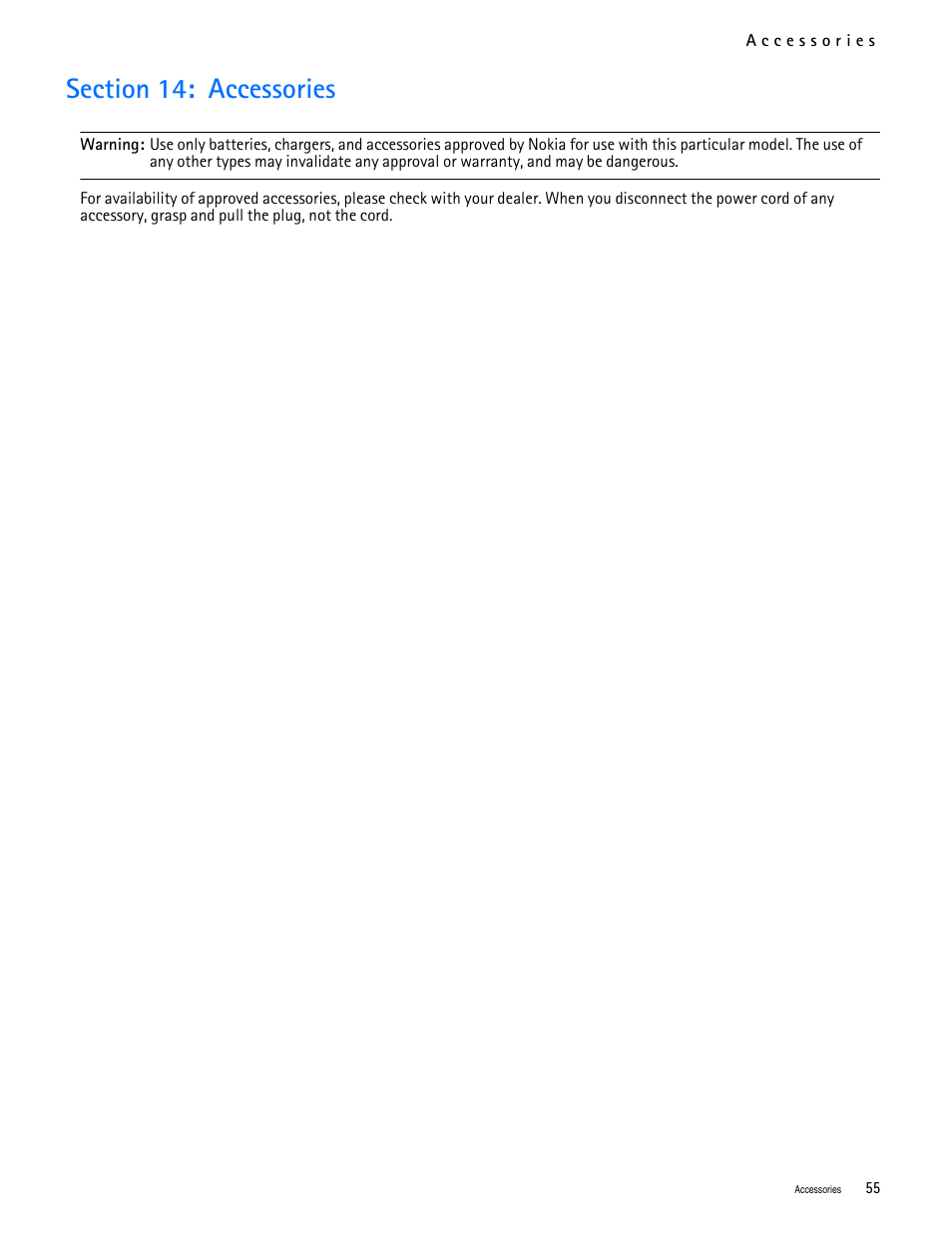 Title - section 14: accessories, Section 14: accessories | Nokia 7705 Twist User Manual | Page 56 / 125