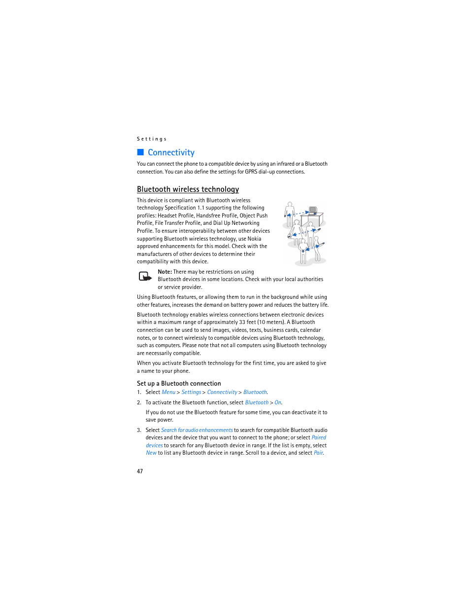 Connectivity, Bluetooth wireless technology | Nokia 7280 User Manual | Page 48 / 105