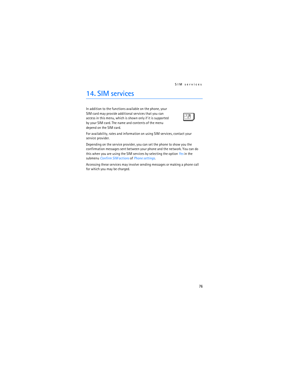 Sim services | Nokia 7280 User Manual | Page 77 / 105