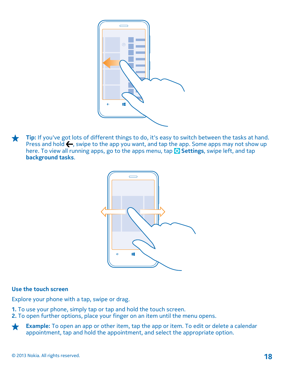 Use the touch screen | Nokia Lumia 620 User Manual | Page 18 / 110