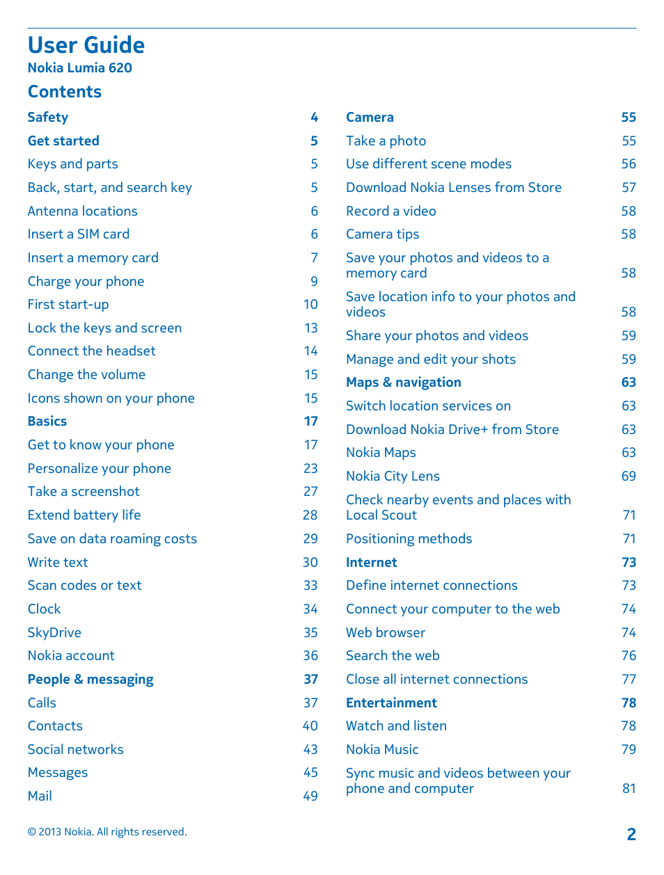 Nokia Lumia 620 User Manual | Page 2 / 110