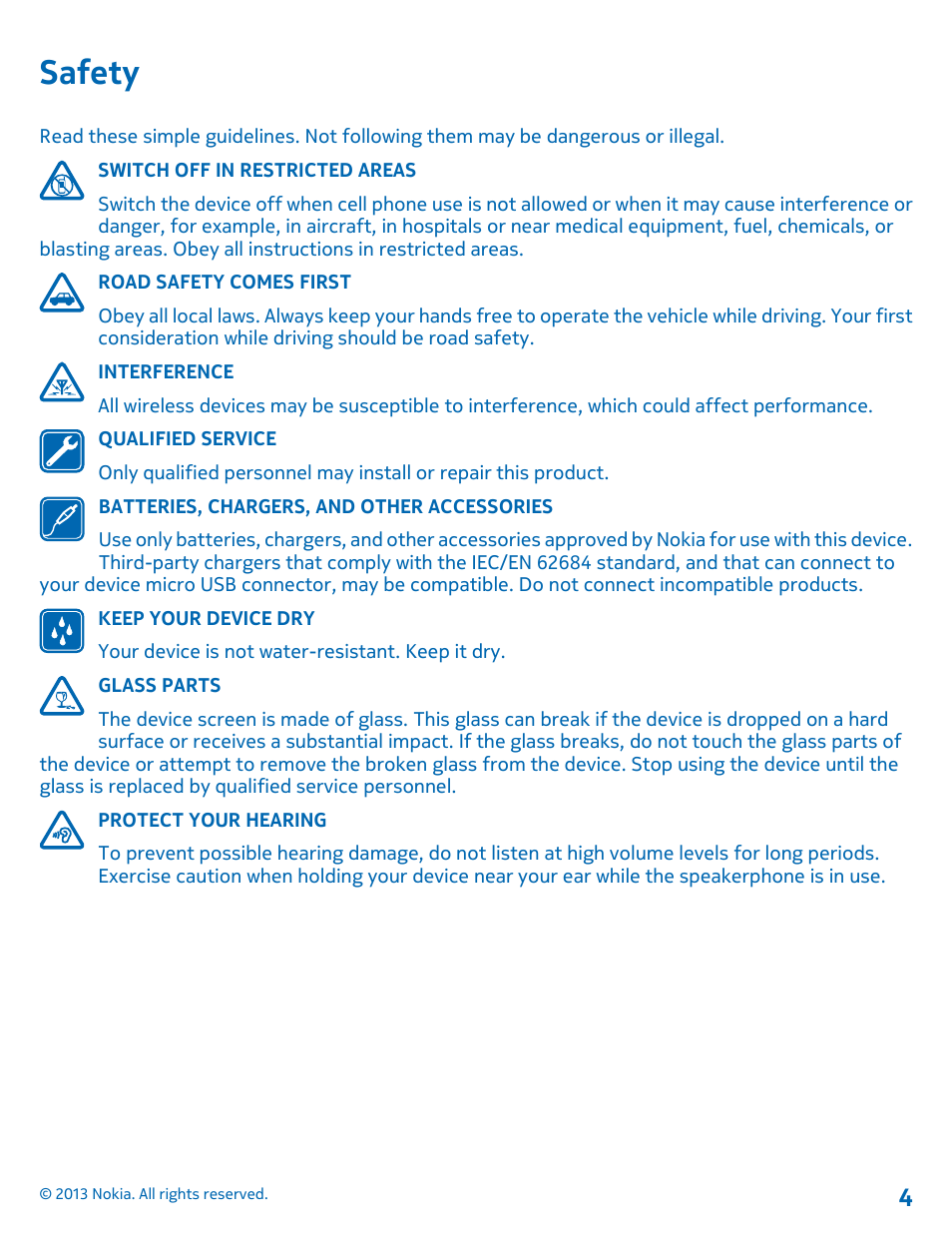 Safety, Safety 4 | Nokia Lumia 620 User Manual | Page 4 / 110