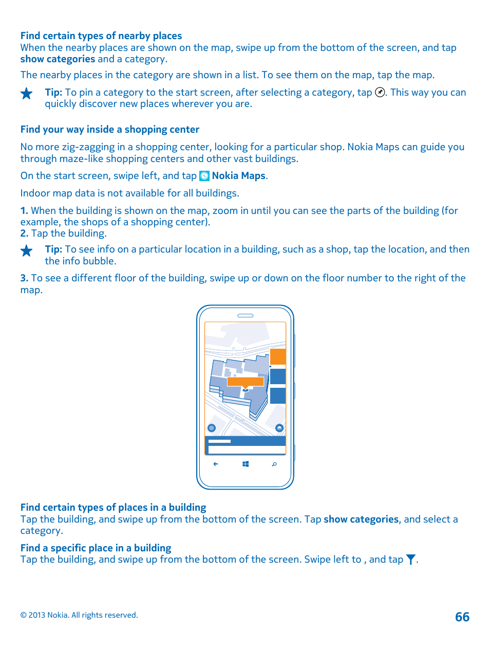 Find your way inside a shopping center | Nokia Lumia 620 User Manual | Page 66 / 110