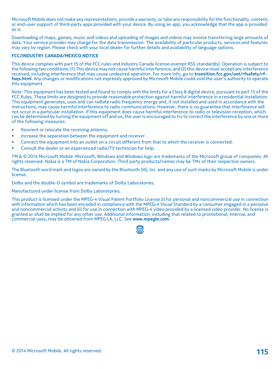 Nokia Lumia 1520 User Manual | Page 115 / 115