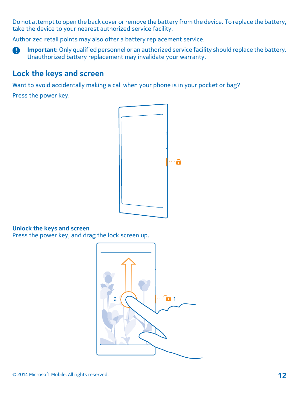 Lock the keys and screen | Nokia Lumia 1520 User Manual | Page 12 / 115