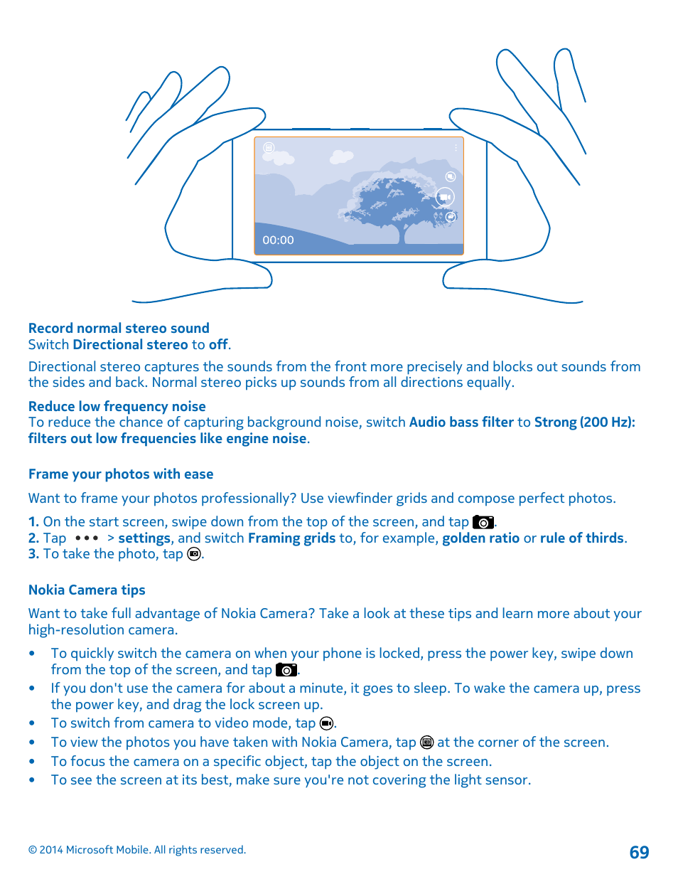 Frame your photos with ease, Nokia camera tips | Nokia Lumia 1520 User Manual | Page 69 / 115