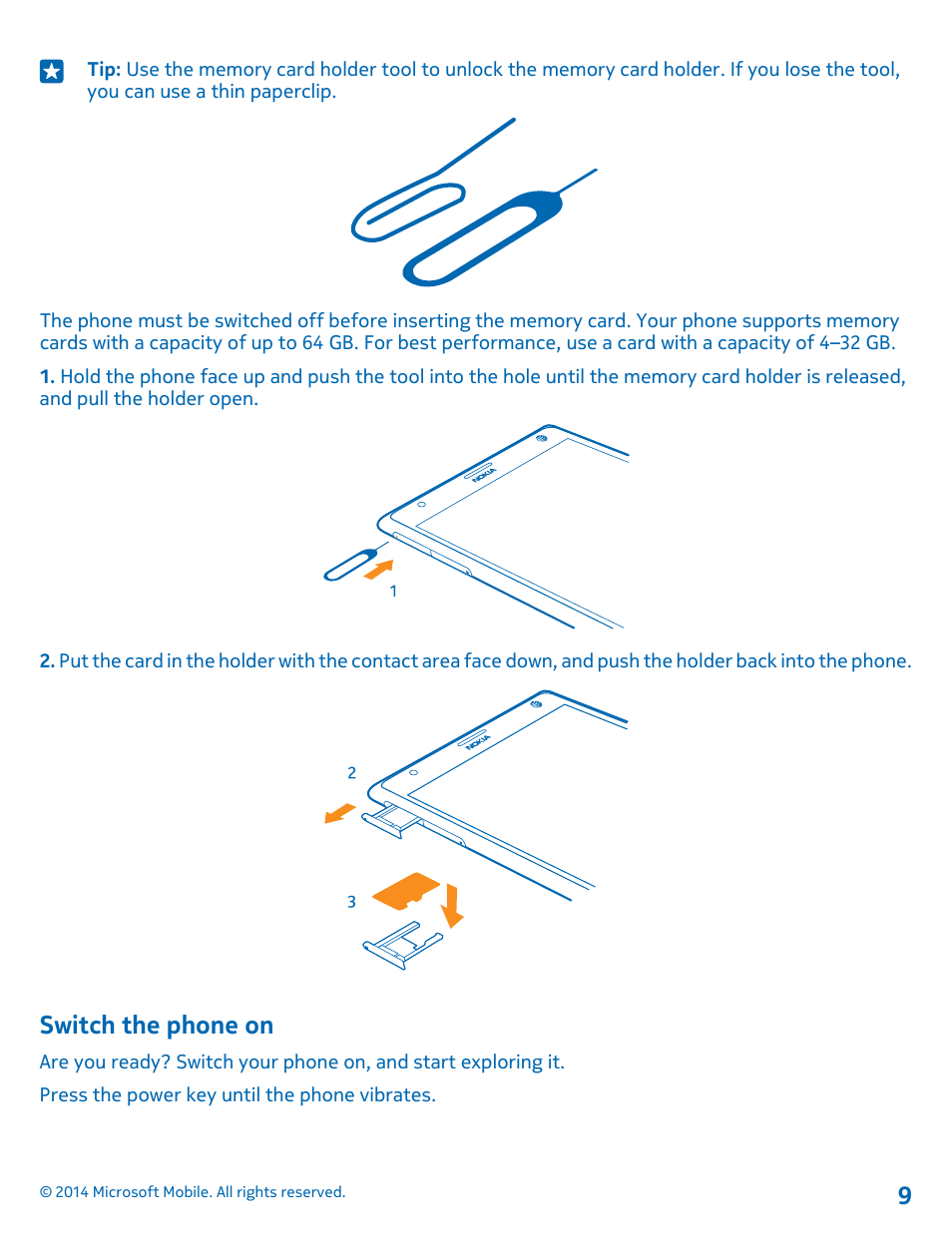 Switch the phone on | Nokia Lumia 1520 User Manual | Page 9 / 115