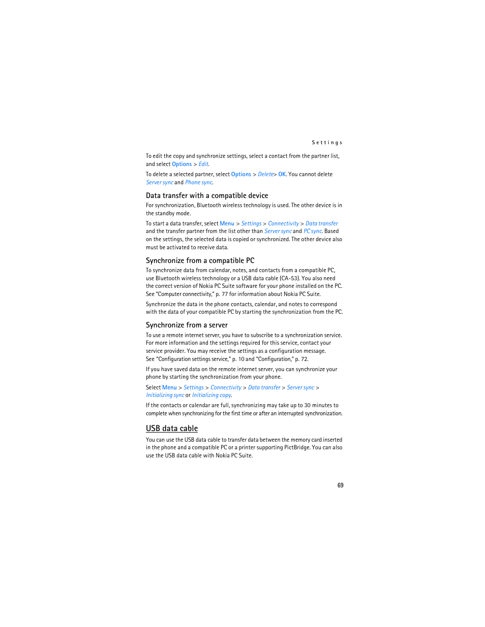 Usb data cable | Nokia 6086 User Manual | Page 102 / 233