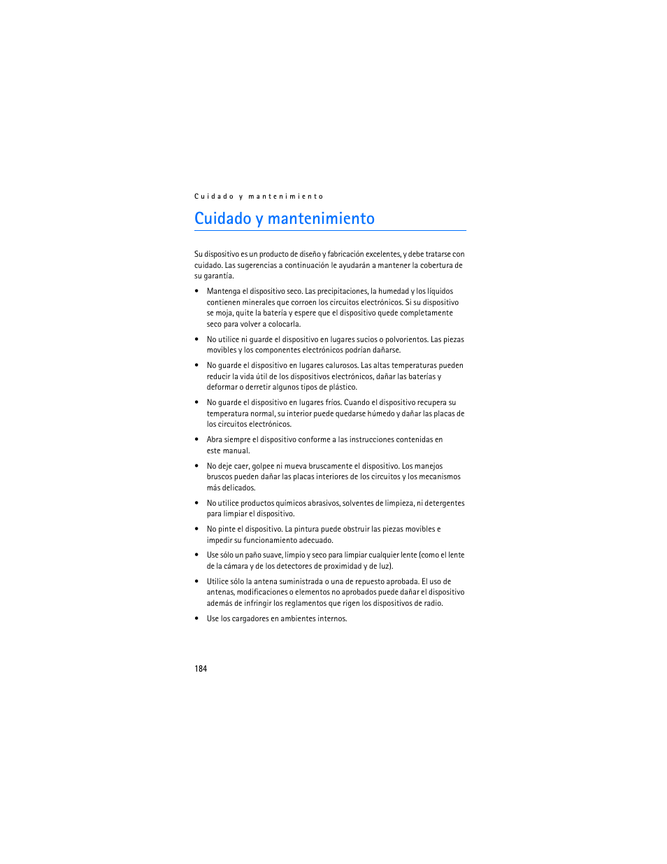 Cuidado y mantenimiento | Nokia 6086 User Manual | Page 217 / 233