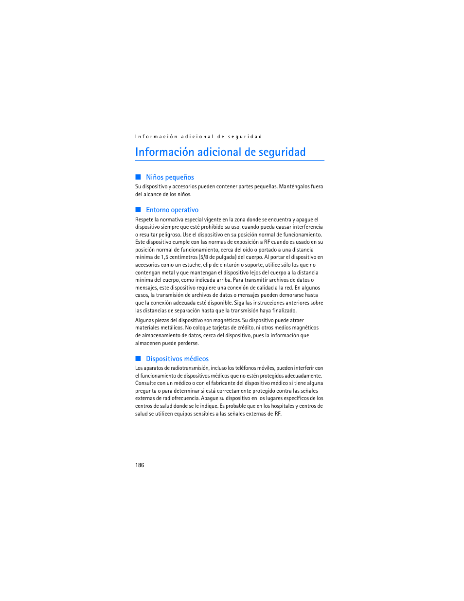 Información adicional de seguridad | Nokia 6086 User Manual | Page 219 / 233