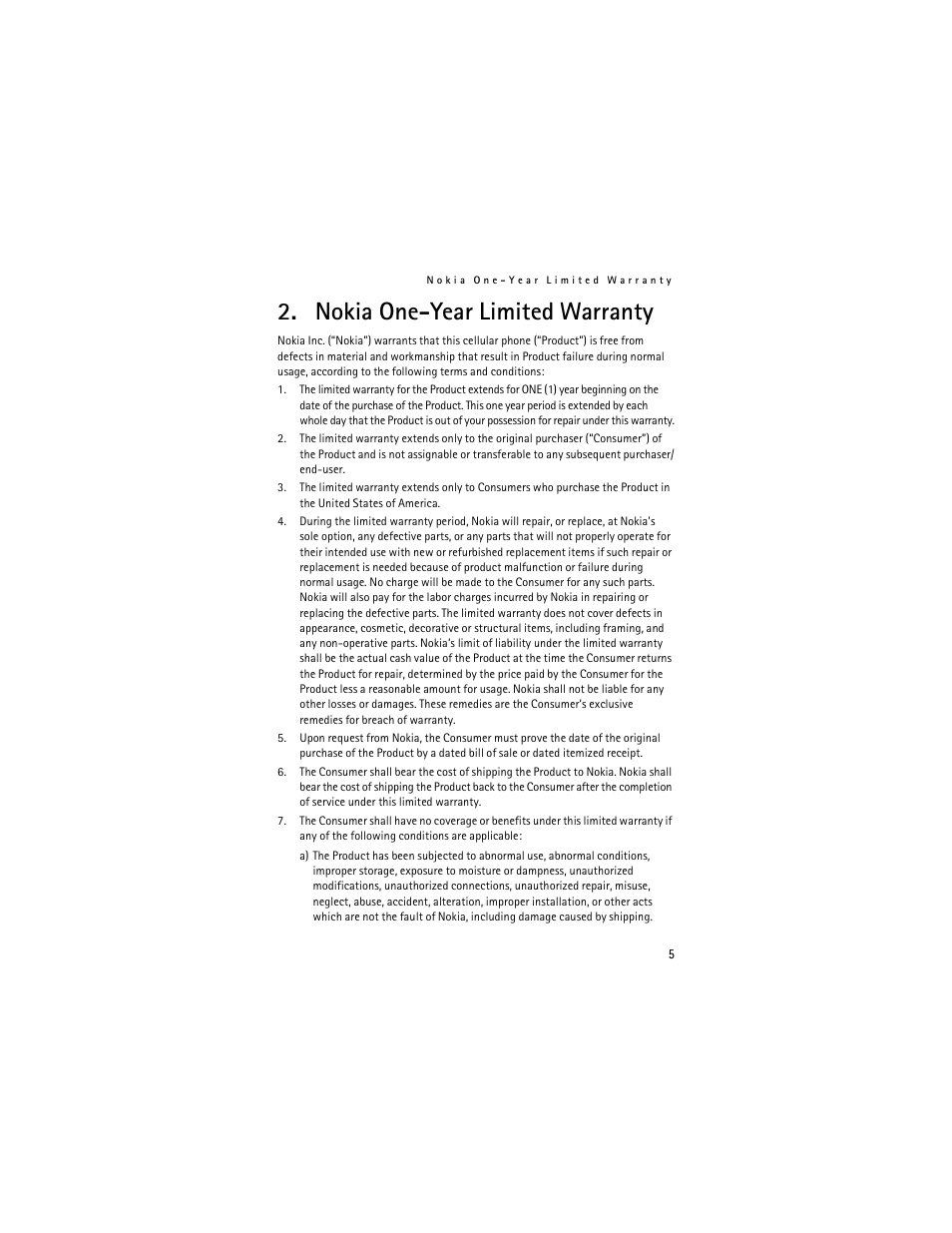 Nokia one-year limited warranty | Nokia 6086 User Manual | Page 9 / 233