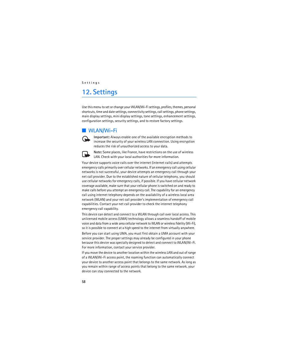 Settings, Wlan/wi-fi, Settings,” p | Nokia 6086 User Manual | Page 91 / 233