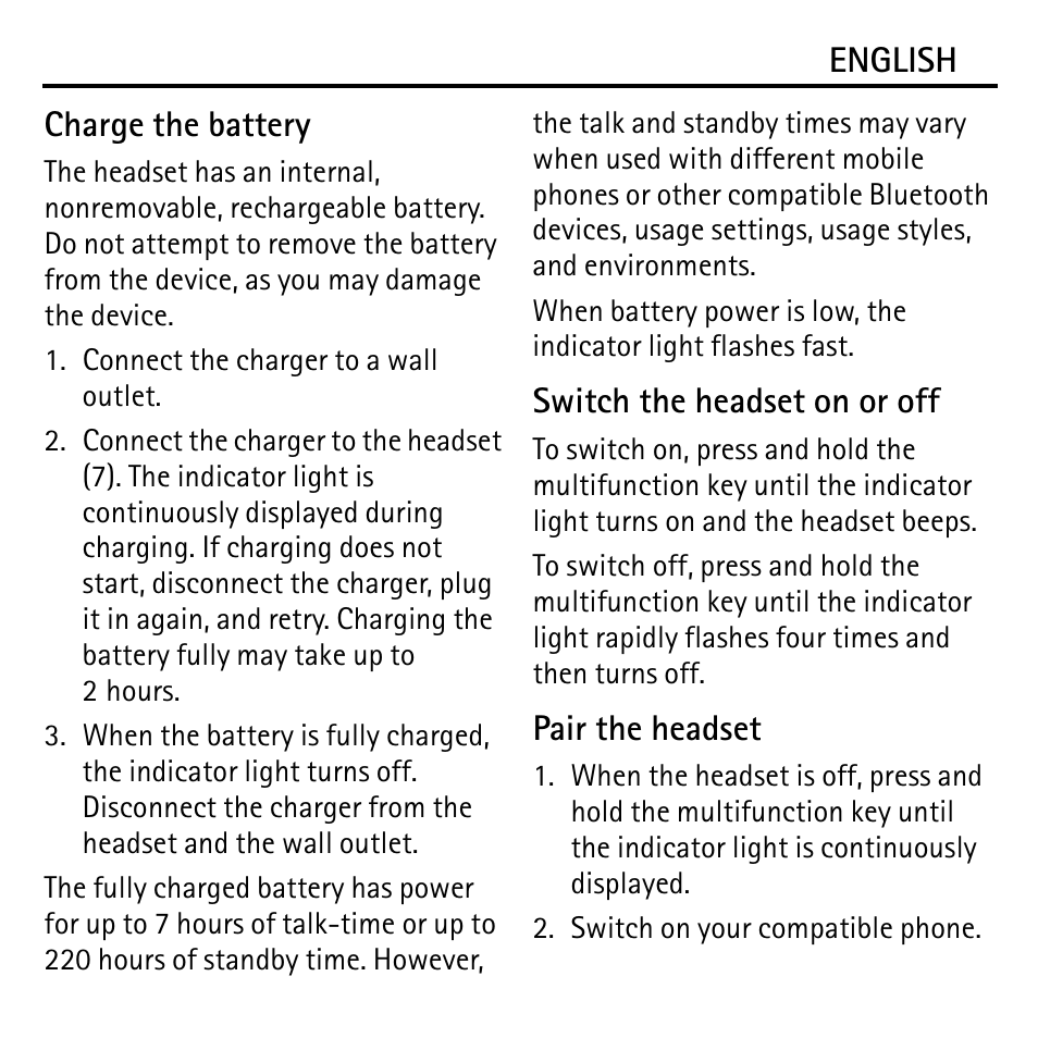Nokia Bluetooth Headset BH-600 User Manual | Page 6 / 10