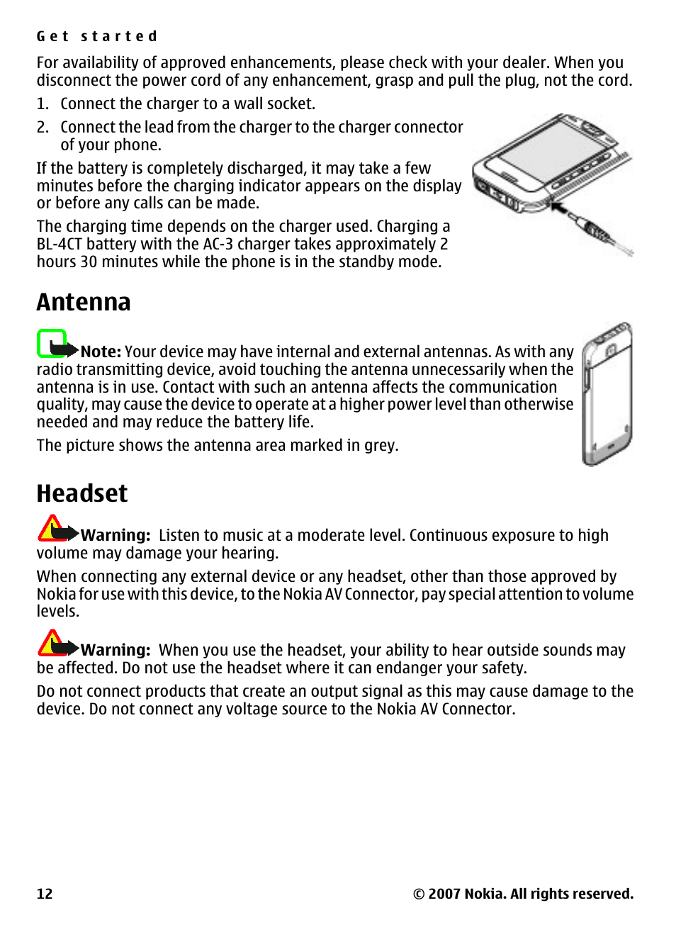 Antenna, Headset | Nokia 5310 User Manual | Page 13 / 114