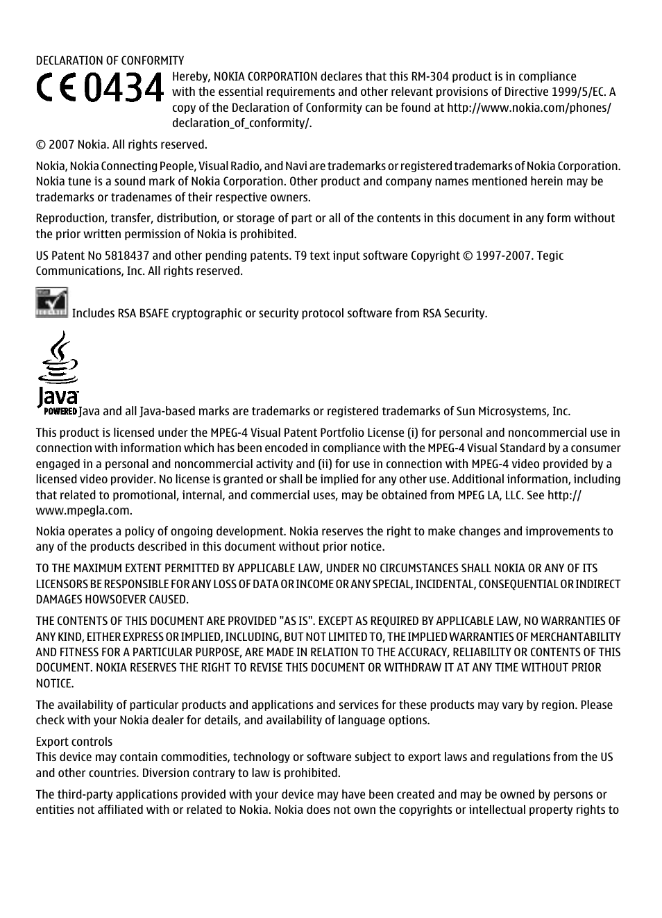 Nokia 5310 User Manual | Page 3 / 114