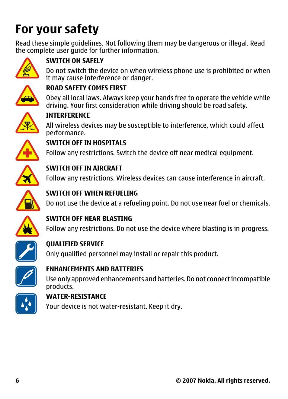 For your safety | Nokia 5310 User Manual | Page 7 / 114