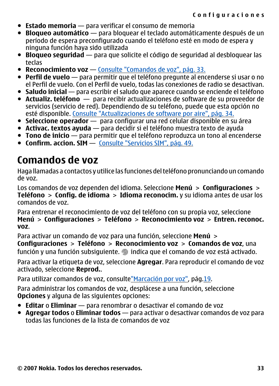 Comandos de voz | Nokia 5310 User Manual | Page 88 / 114