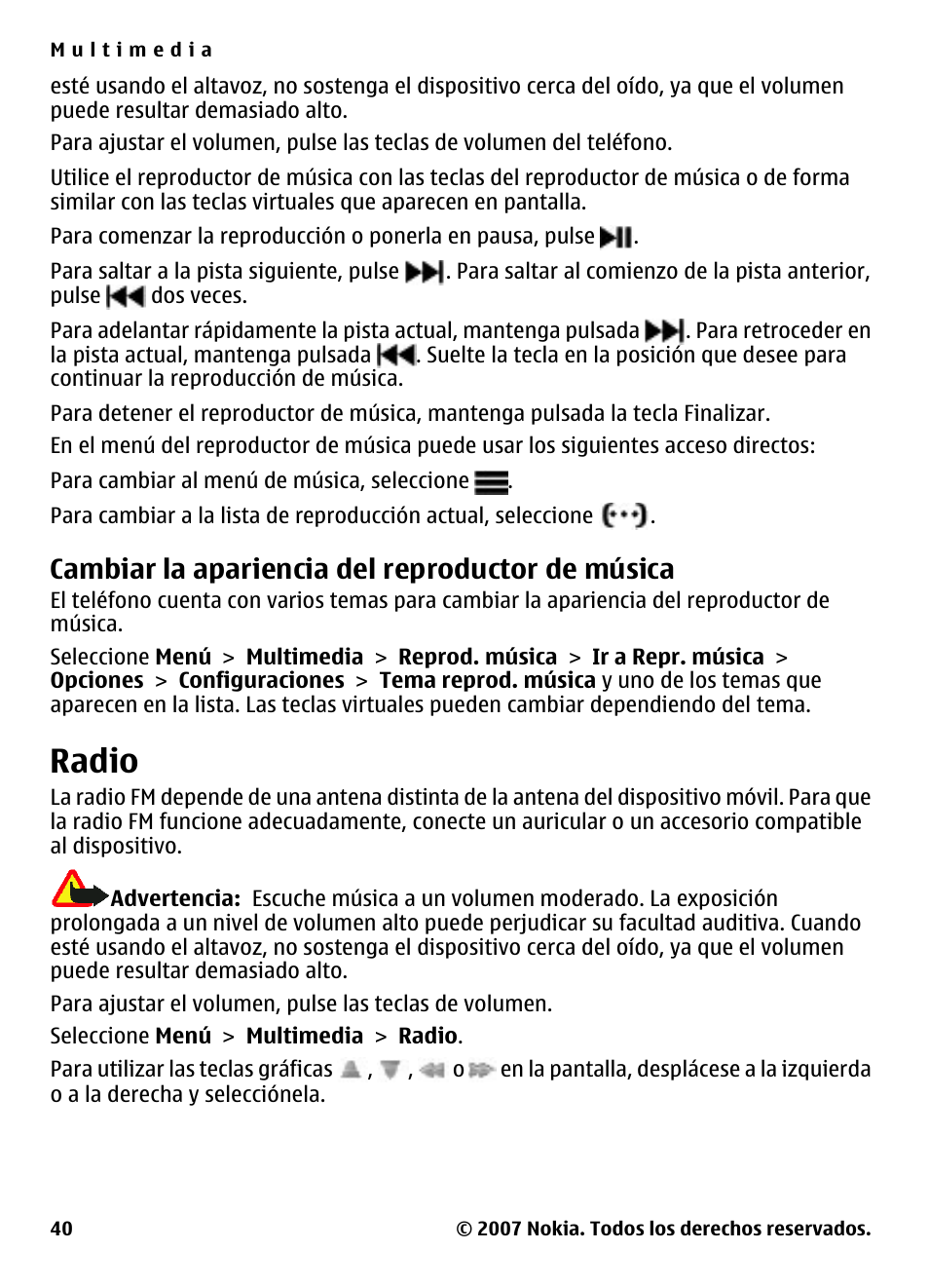 Cambiar la apariencia del reproductor de música, Radio, Cambiar la apariencia del reproductor | De música | Nokia 5310 User Manual | Page 95 / 114