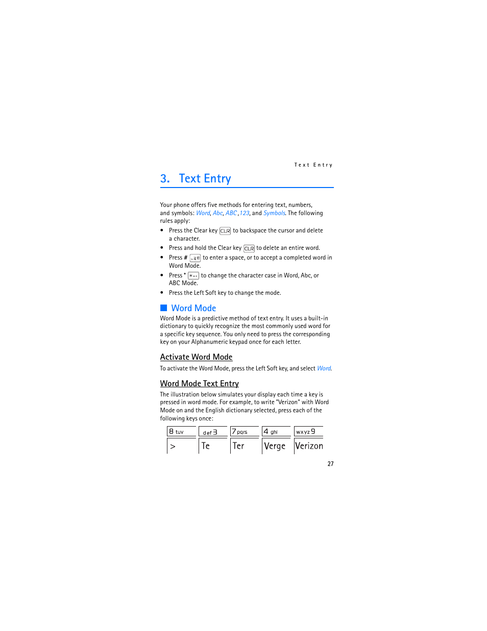 Text entry, Word mode | Nokia 2605 User Manual | Page 28 / 101